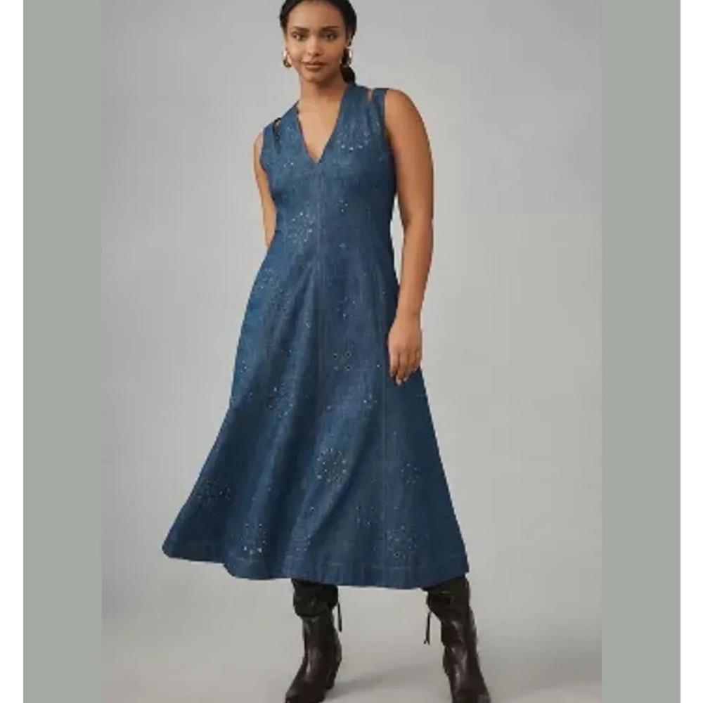 By Anthropologie Grommet Denim Midi Dress